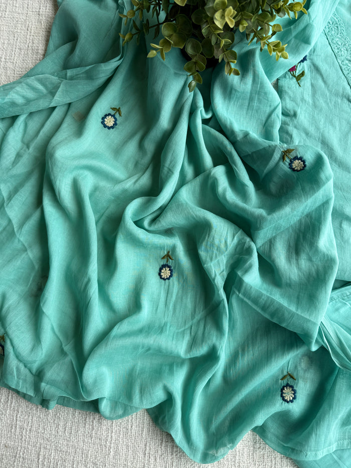Lace neck pure cotton Ready suit set