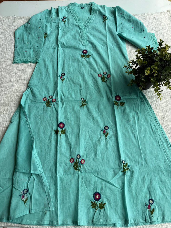 Lace neck pure cotton Ready suit set