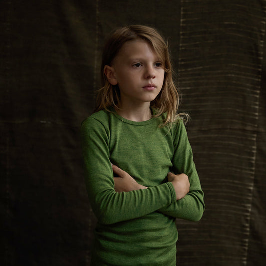Lark Baby & Kids Top - Merino Wool & Silk - Forest