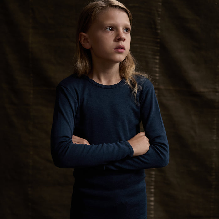 Lark Baby & Kids Top - Merino Wool & Silk - Night Ocean