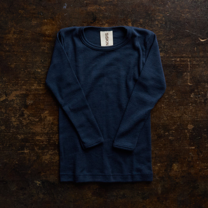 Lark Baby & Kids Top - Merino Wool & Silk - Night Ocean