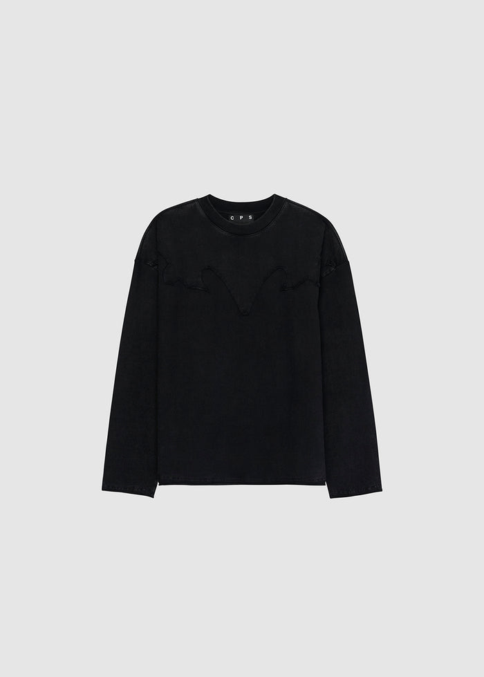 LAYERED YOKE RAW-EDGE TEE