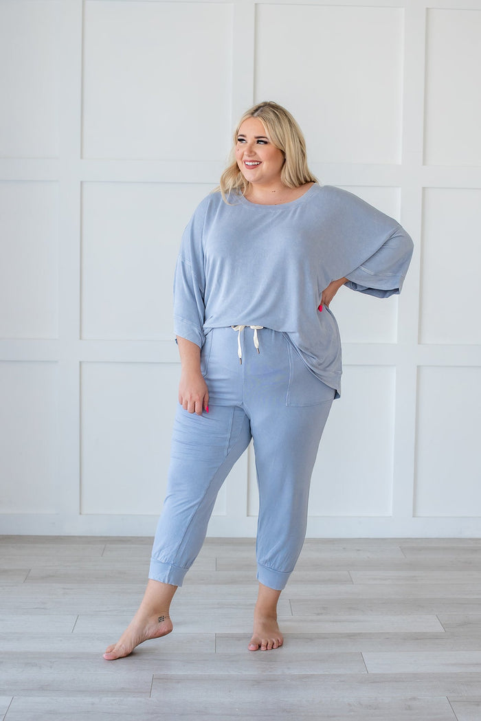 Lazy Weekend French Terry Joggers - Blue