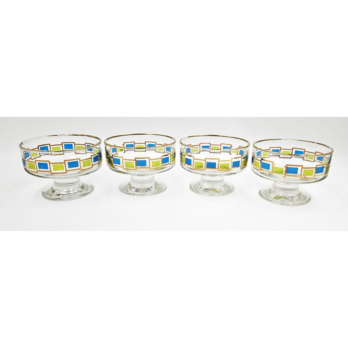 Libbey Serveware MCM Libbey Nordic Pattern Set 4 Footed Sherbet Bowls Barware Coupes 1950's