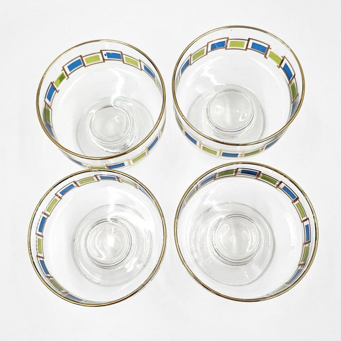 Libbey Serveware MCM Libbey Nordic Pattern Set 4 Footed Sherbet Bowls Barware Coupes 1950's