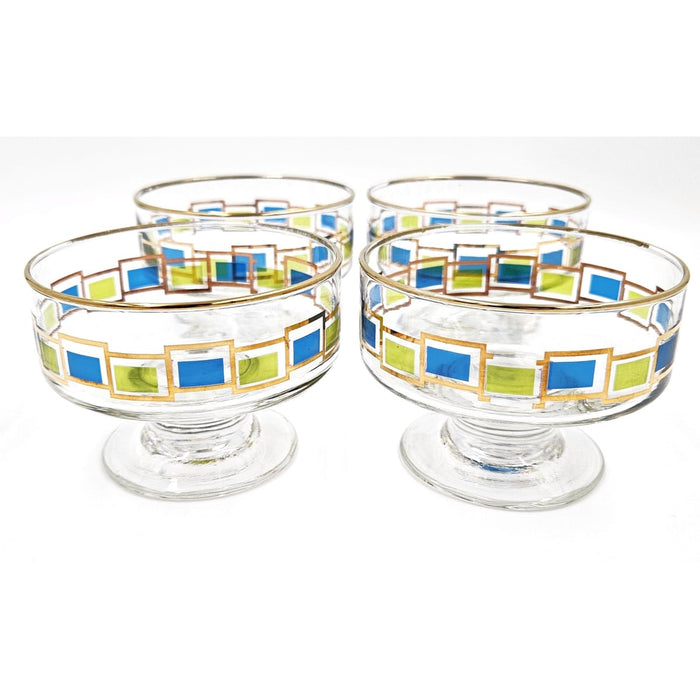 Libbey Serveware MCM Libbey Nordic Pattern Set 4 Footed Sherbet Bowls Barware Coupes 1950's