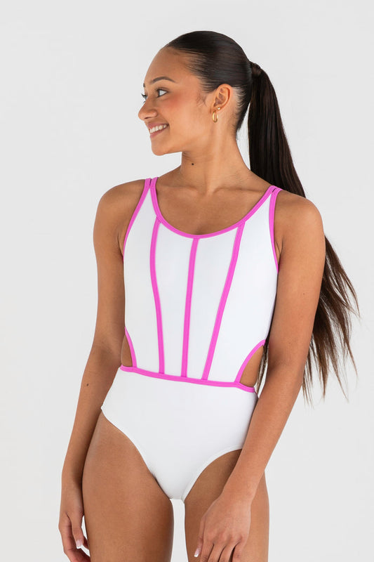 Lightbulb Moment Leotard in White  - Front View