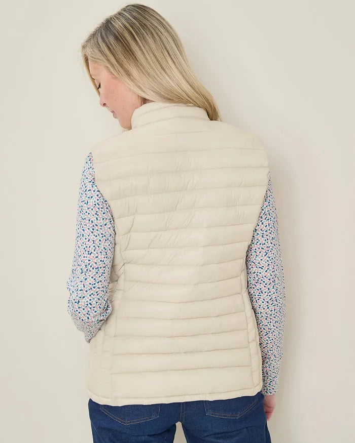 Lightly Padded Quilted Gilet - Stone
