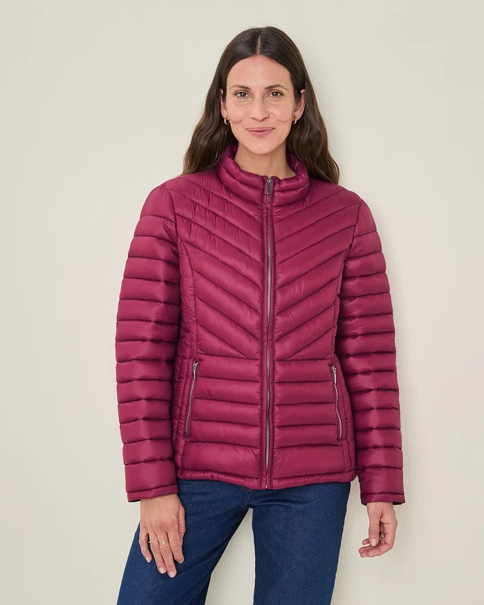 Lightly Padded Quilted Jacket - Berry