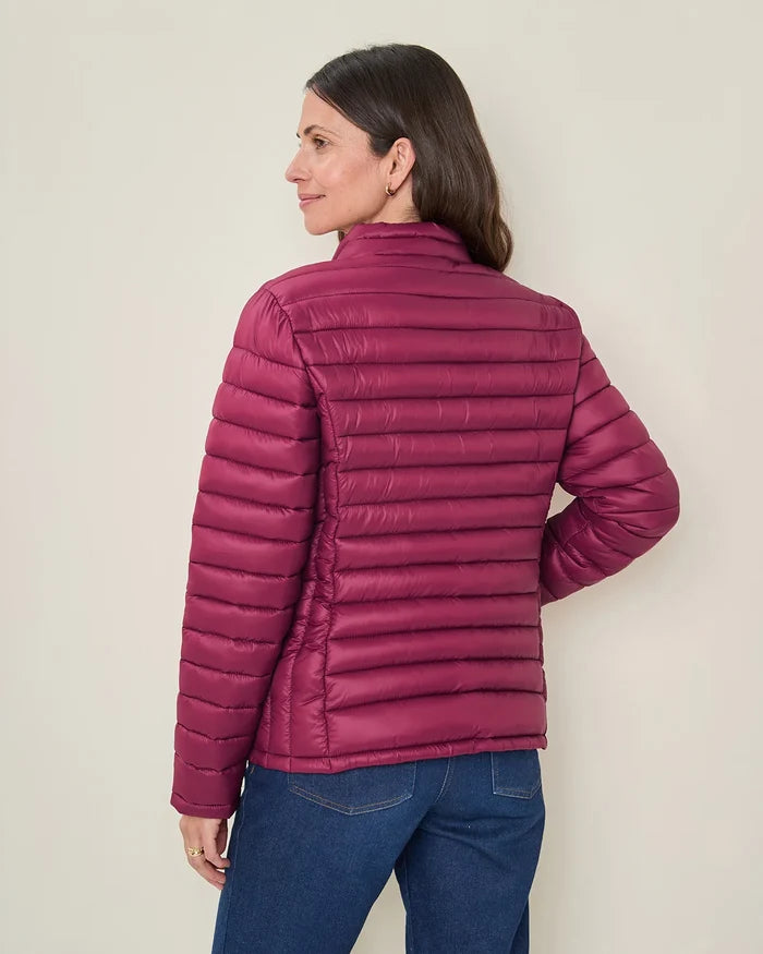 Lightly Padded Quilted Jacket - Berry
