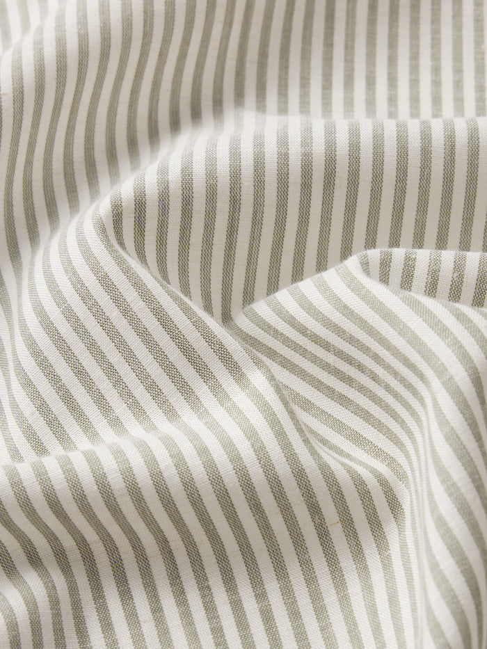 Linen Blend Stripe Shirt -- Khaki Ecru Stripe