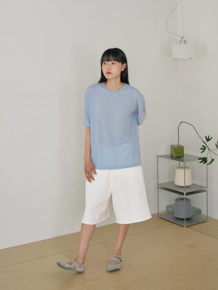 Linen Loose Short Sleeve - Blue