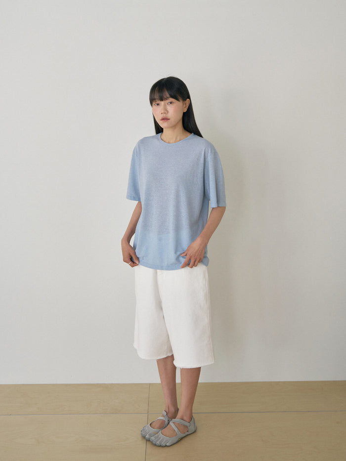 Linen Loose Short Sleeve - Blue
