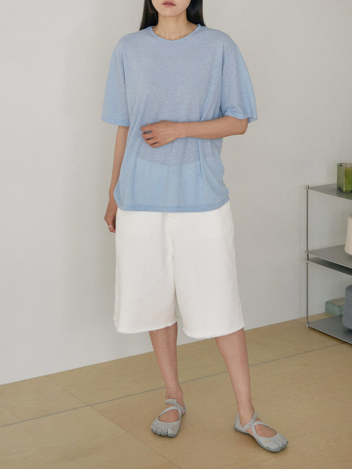 Linen Loose Short Sleeve - Blue