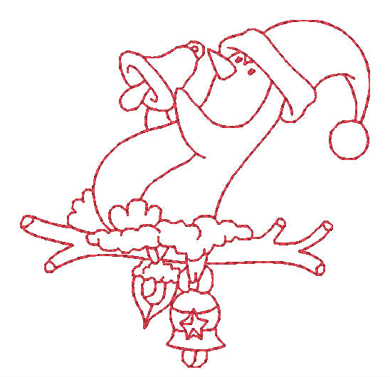 Little Redwork Christmas Penguins [4x4] # 10832