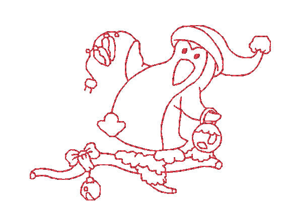Little Redwork Christmas Penguins [4x4] # 10832