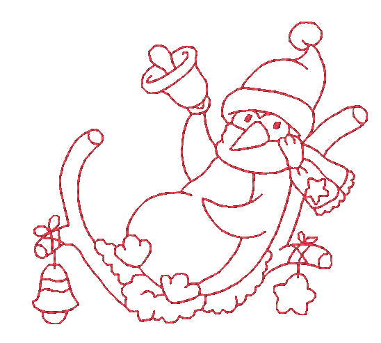 Little Redwork Christmas Penguins [4x4] # 10832