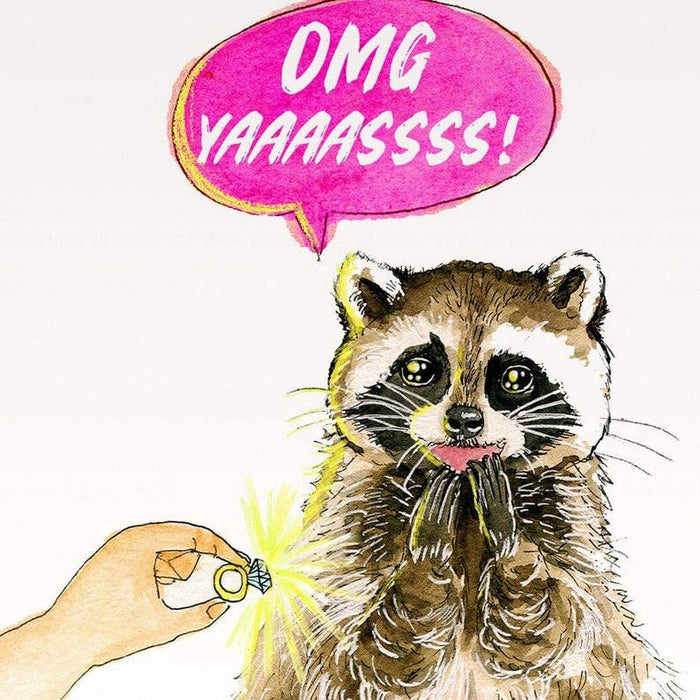 Liyana Studio Engagement Card - Yaaas Screaming Raccoon