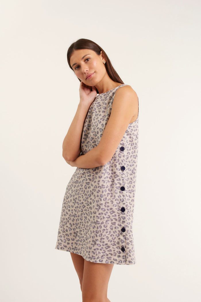 Lola Linen Dress In Animal