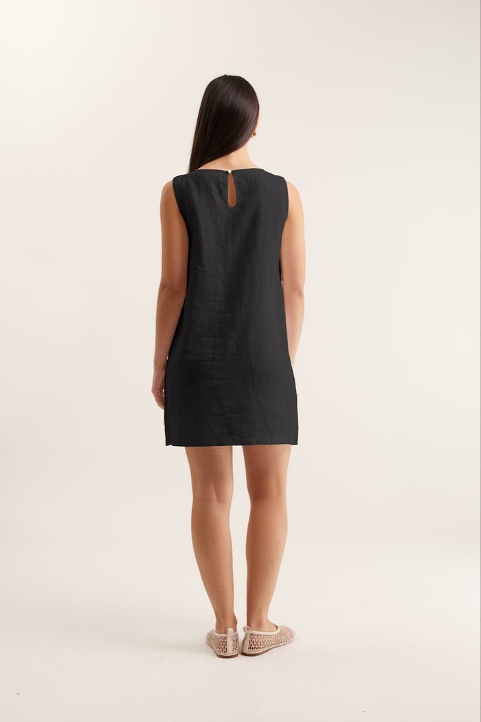 Lola Linen Dress In Black