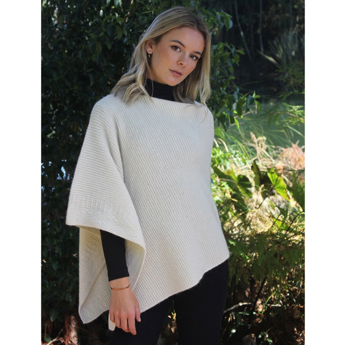 Natural - Lothlorian - Alpaca Rib Poncho (ALP051)
