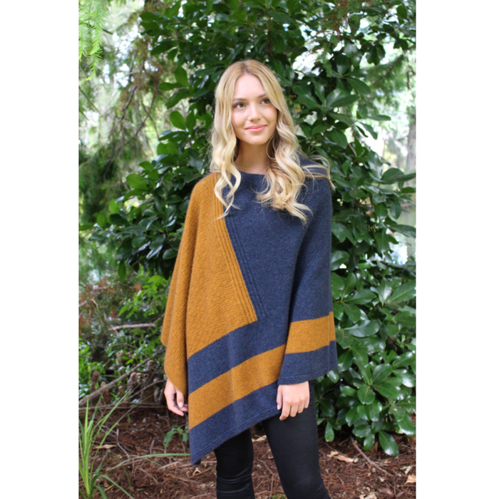 Denim/Gold multicolour cosset poncho