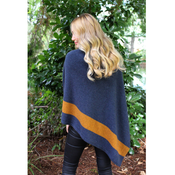 Denim/Gold multicolour cosset poncho