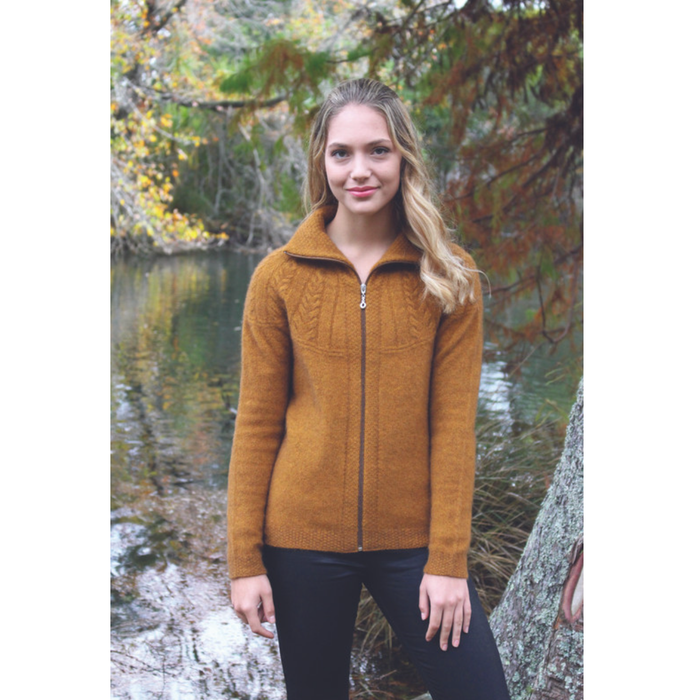 Lothlorian - Merino -Possum Rangitoto Cable Jacket (9774) in the colour Gold