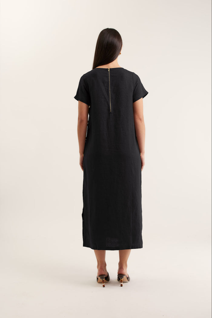 Louie Linen Dress In Black