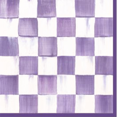 violet check Mackenzie Childs cocktail napkins