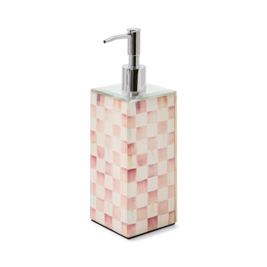 Mackenzie-Childs Soap Pump Rosy Check Glass