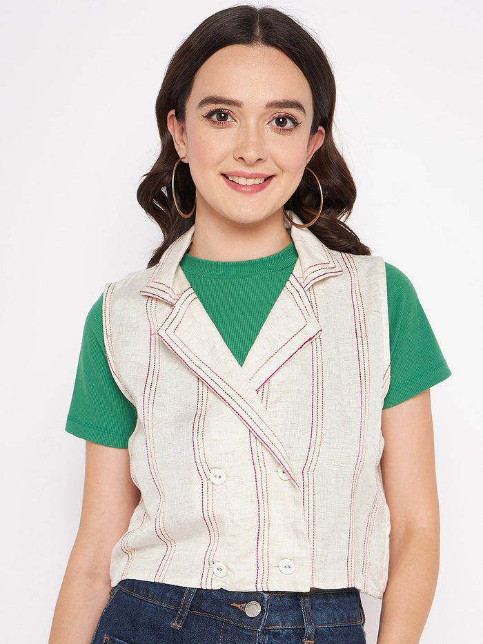 Madame Beige Lapel Collar Neck Shrug