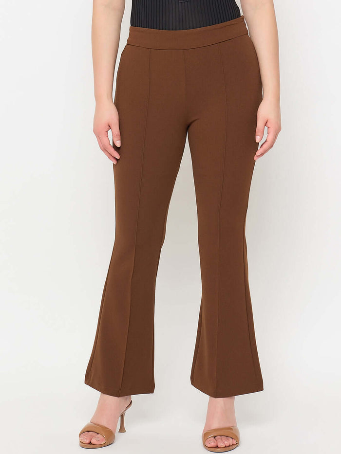 Madame Coffee Brown Flared Trousers