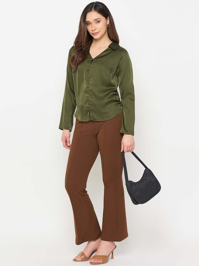 Madame Coffee Brown Flared Trousers