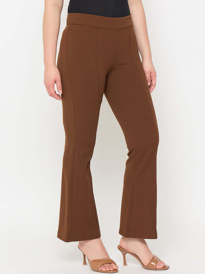 Madame Coffee Brown Flared Trousers