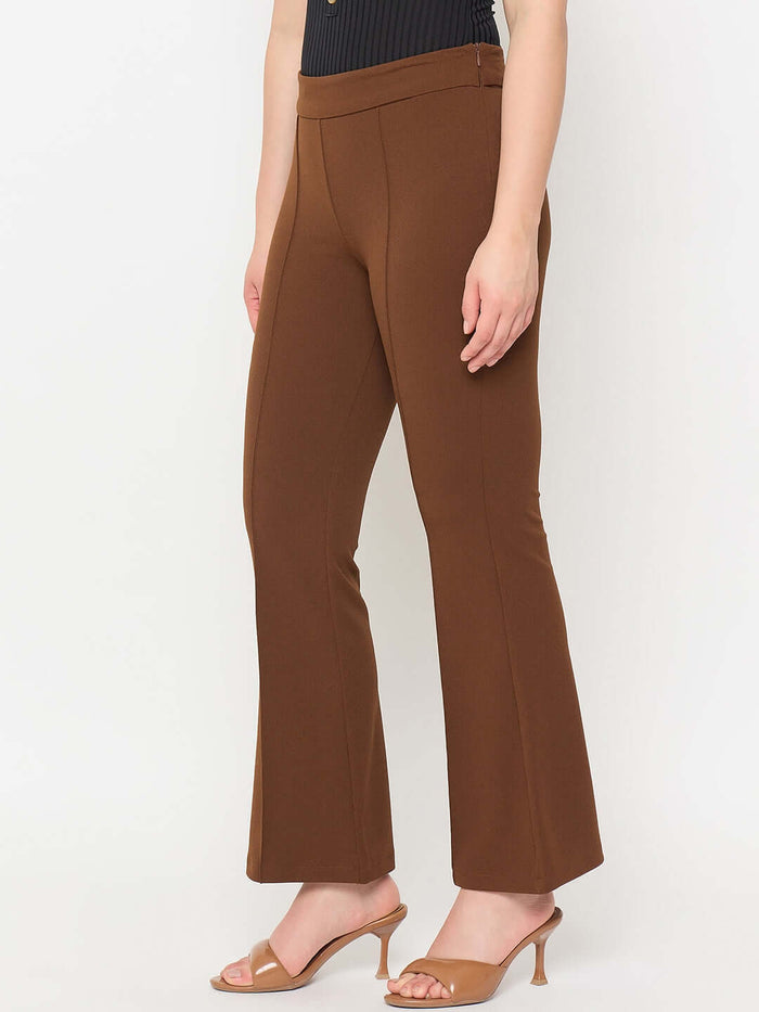 Madame Coffee Brown Flared Trousers