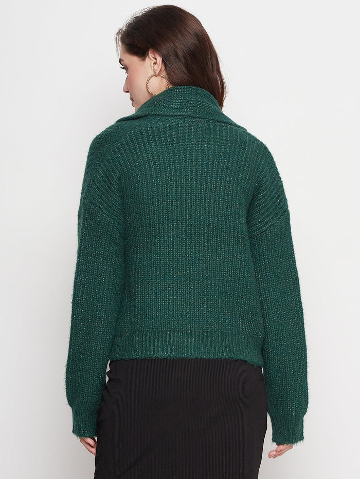 Madame Green Lapel Collar Shrug