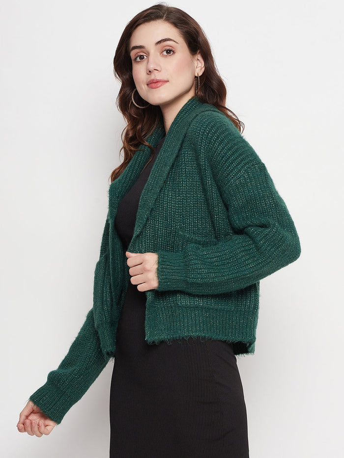 Madame Green Lapel Collar Shrug