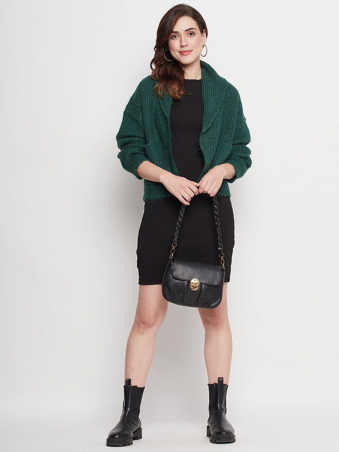 Madame Green Lapel Collar Shrug