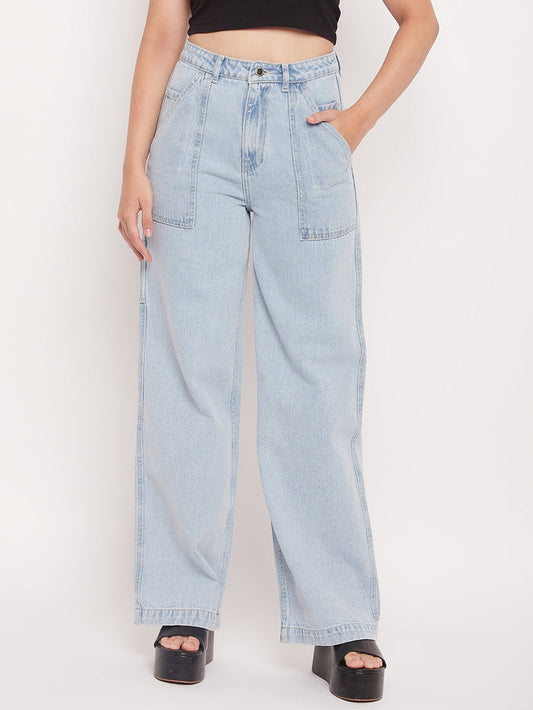 Madame Ice Blue High Rise Boyfriend Fit Jeans