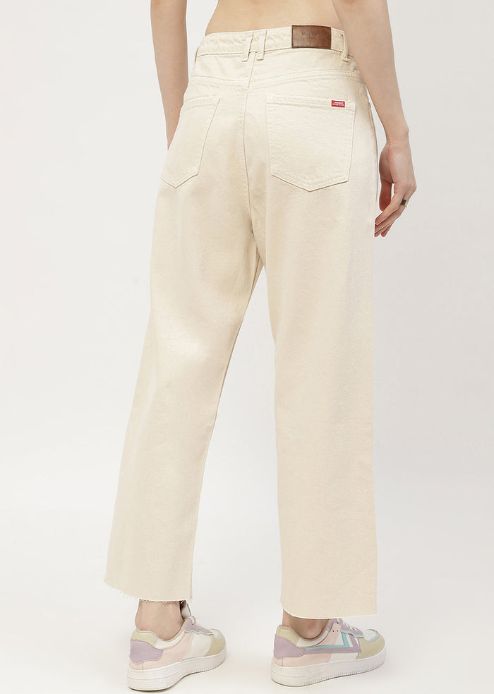 Madame Low Waist Beige Wide Leg Jeans