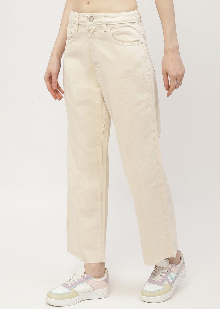 Madame Low Waist Beige Wide Leg Jeans