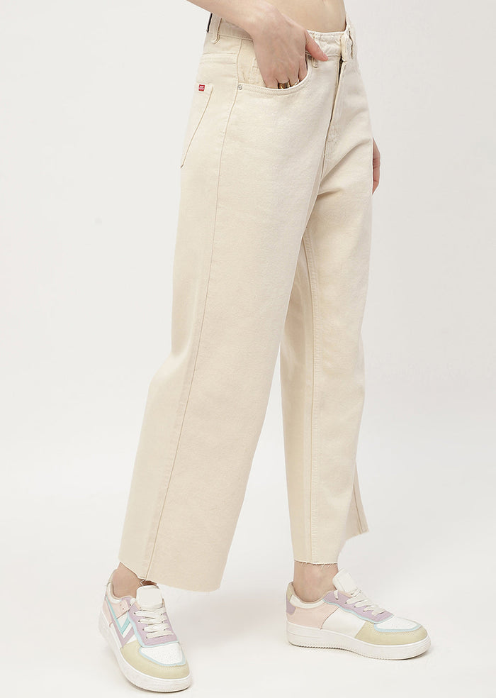 Madame Low Waist Beige Wide Leg Jeans