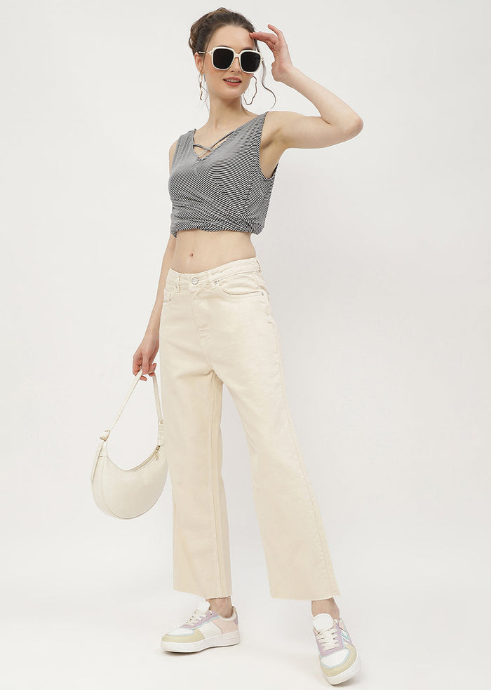 Madame Low Waist Beige Wide Leg Jeans