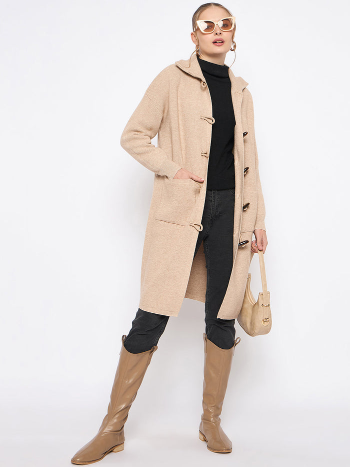 Madame Mock Neck Duffle Solid Offf White Shrug