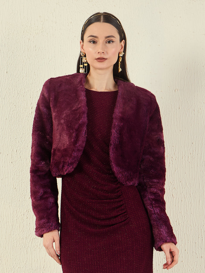 Madame Open Front Full Sleeve Fur Shrug