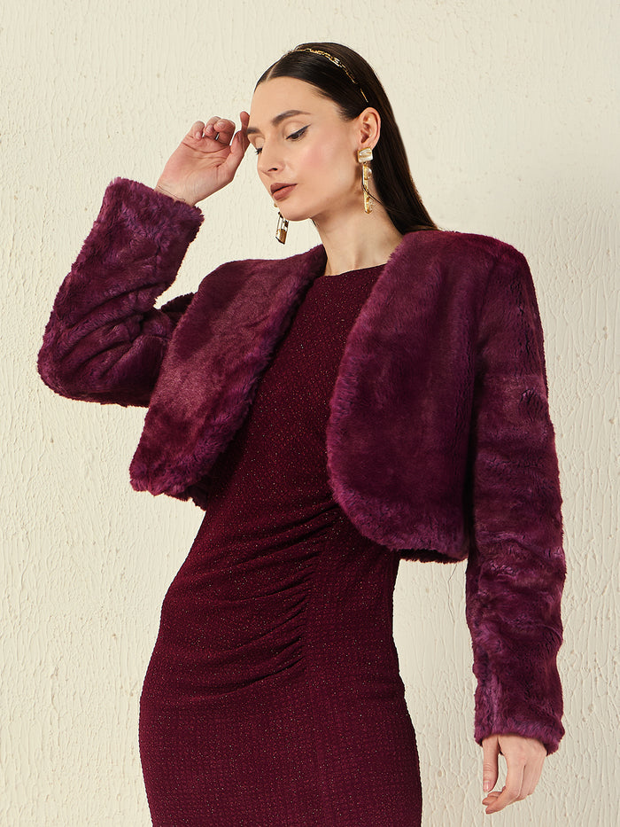 Madame Open Front Full Sleeve Fur Shrug