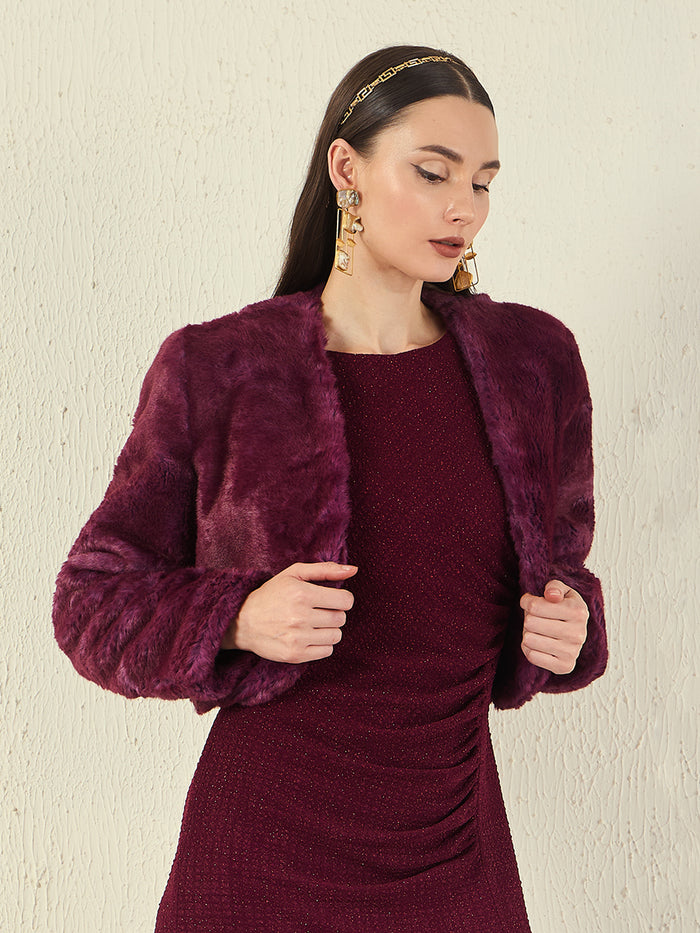 Madame Open Front Full Sleeve Fur Shrug