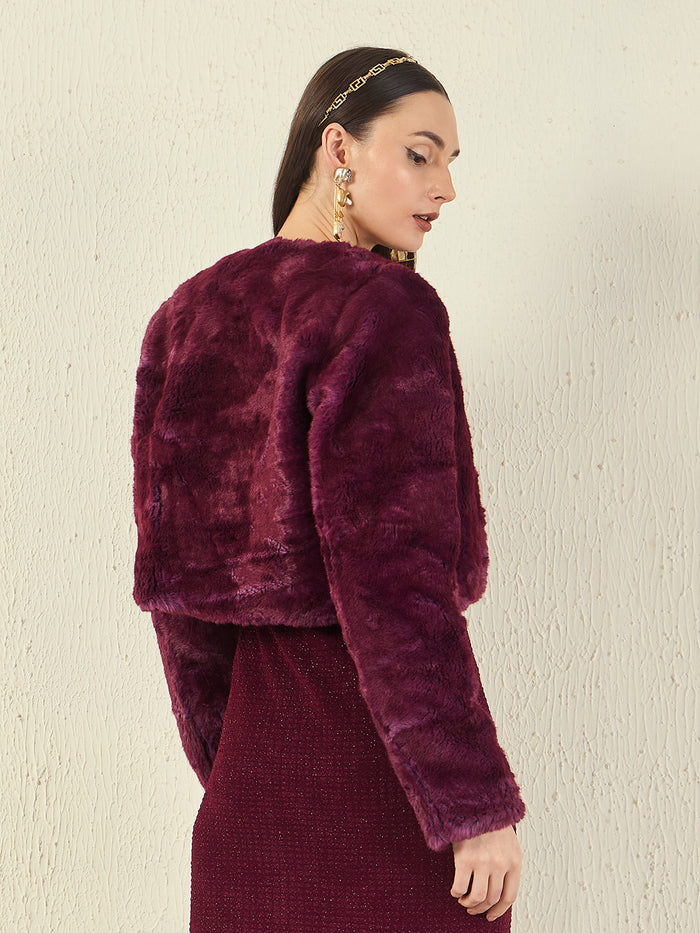 Madame Open Front Full Sleeve Fur Shrug