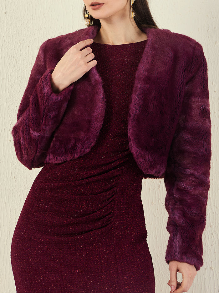 Madame Open Front Full Sleeve Fur Shrug